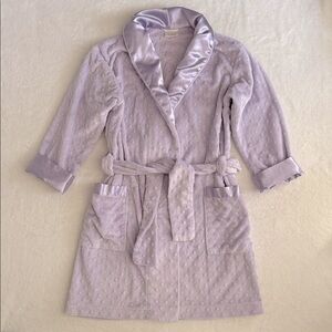Swankie Blankie | Satin Trim Minky Dot Belted Robe Pockets Light Purple (XL)